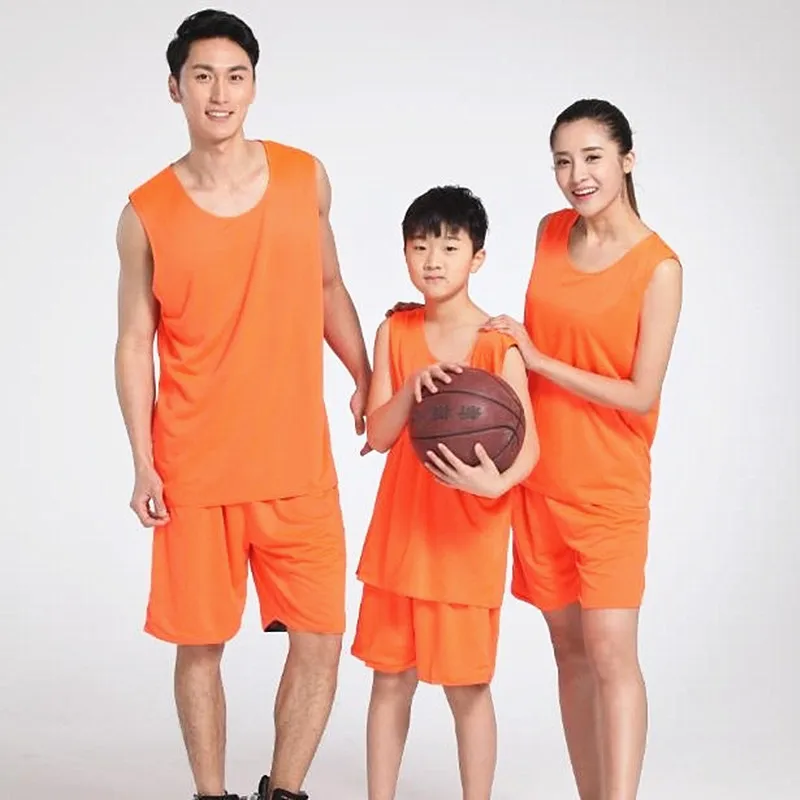 Double Sided Wearable Basketball Jerseys Kits Breathable Men and Children Basketball Training Uniforms kits Sportswear Clothes