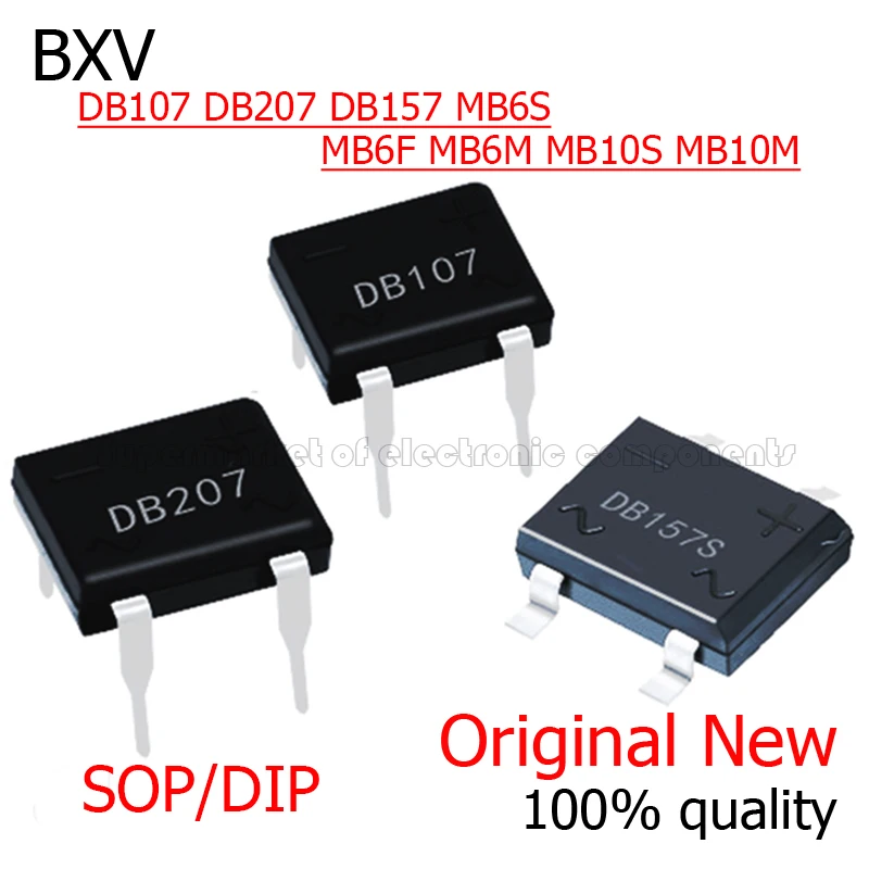 20PCS MB6F MB6S MB10S MB6M DB107S DB157S DB207S DB107 DB207 Rectifier Bridge SOP DIP  Bridge Stack 0.5A 1A 600V 1000V BXV