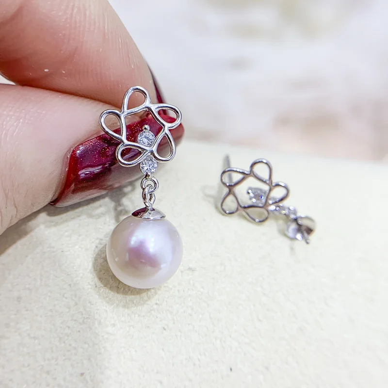 Fashion 2021 Flora Design Dangle Earrings Settings Pearl Earrings Jewelry Making Components Women DIY