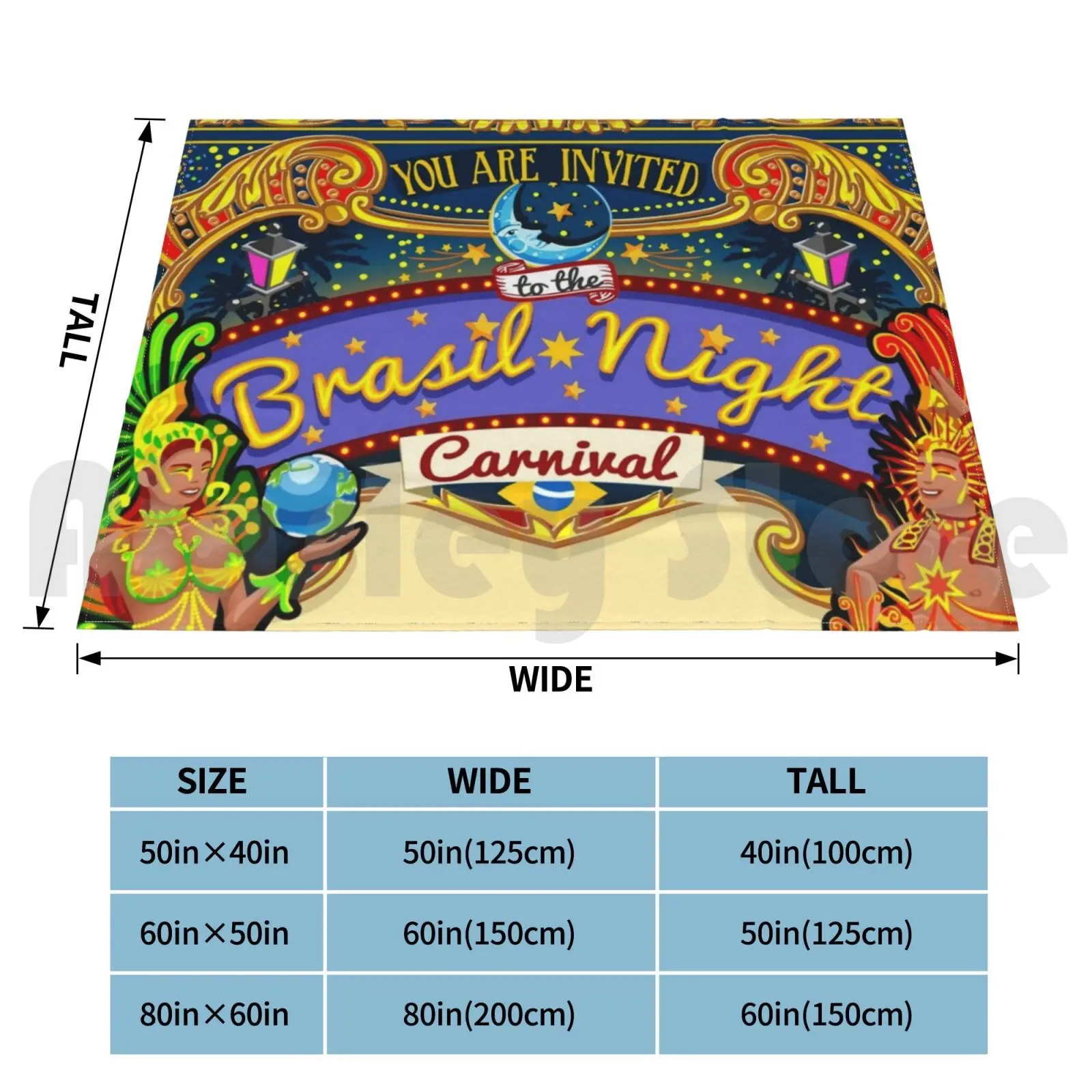 Carnival Poster Invite Brazil Carnaval Show Parade Blanket Fashion Custom Carnival Brazil De Janeiro Samba Show Parade