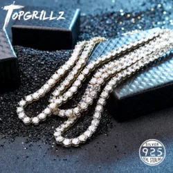 New 925 Sterling Silver 3-6mm Men's Necklace Bling CZ Iced Out Hip Hop Link Tennis Chain Silver Gold Necklace Jewelry For Gift