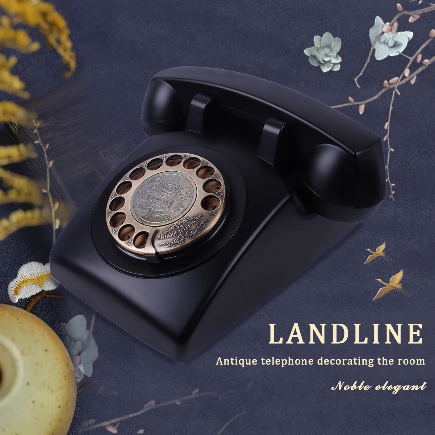 IAKEMIC Retro Rotary Dial Home Phones, Old Fashioned Classic Corded Telephone Landline Vintage Phone for Home and Office