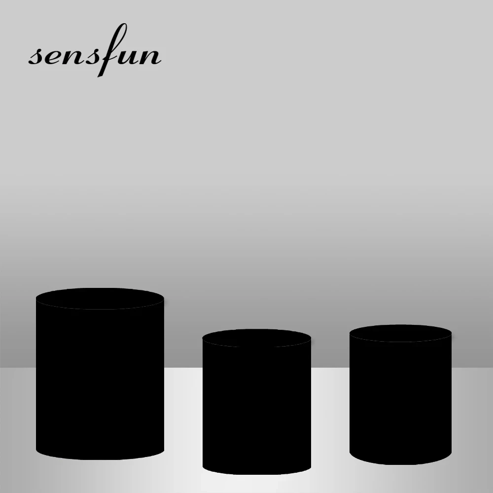 Sensfun Pure White Round Plinth Cover Backdrop Wedding Baby Shower Birthday Party Decor Elastic Custom Photo Background Banner