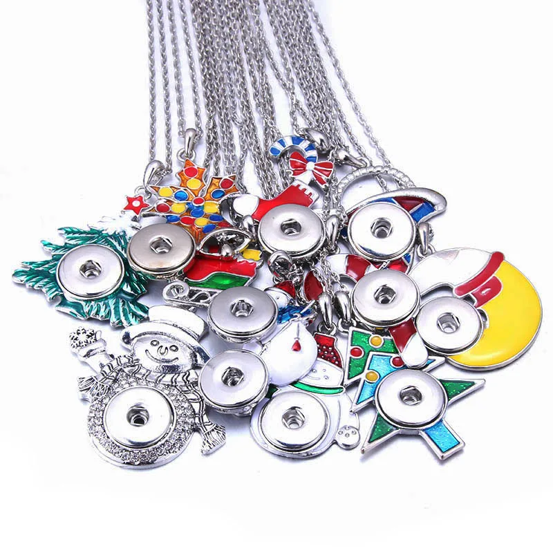 

New Snap Button Necklace Jewelry Christmas tree Metal buttons Pendant Necklace for Women Fit DIY 12mm 18mm Snap Buttons Jewelry