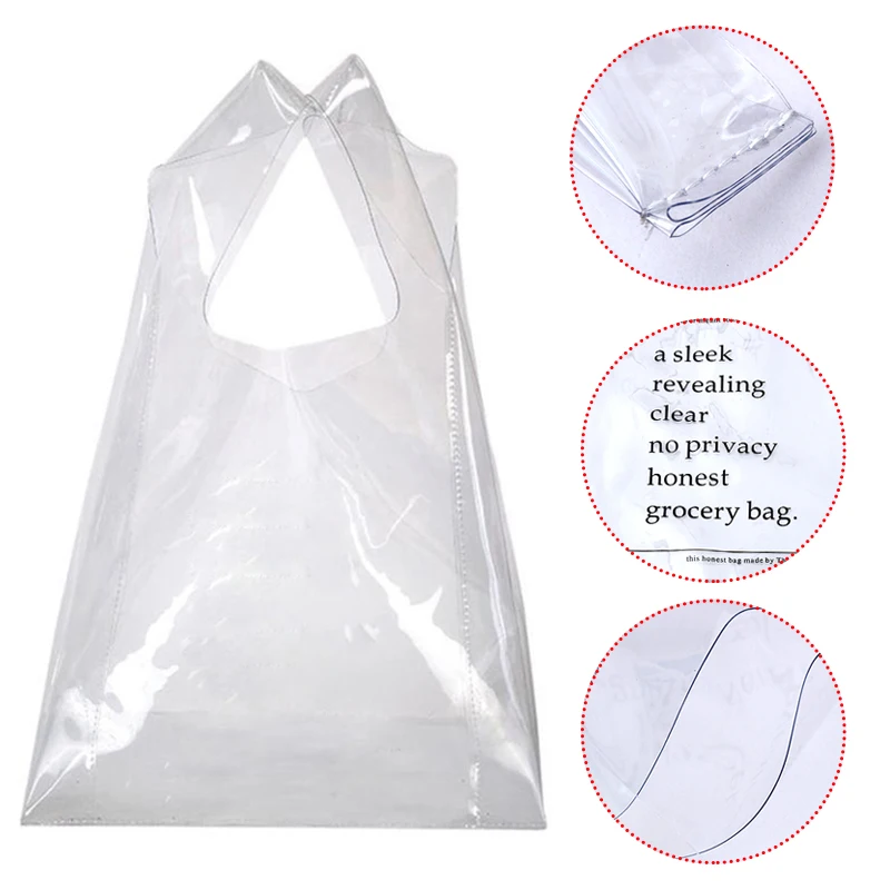 New Women Transparent PVC Shopping Bag Clear Fashion Reusable Letter Printed Eco-friendly Tote Bag