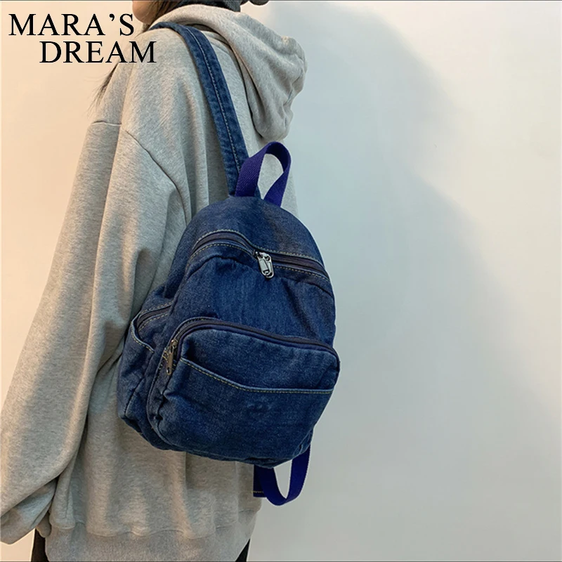 Mara\'s Dream Casual Large Capacity Denim Women Backpacks High Quality Ladies Daily Travel Bag Teenagers Girls School Schoolbag