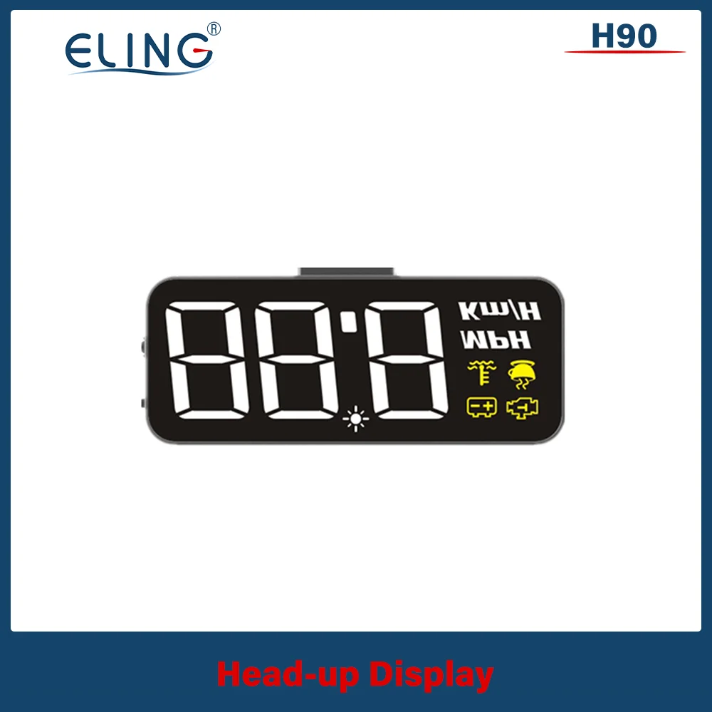 ELING Digital Black HUD Car Head Up Display Windshield Speed Projector Security Alarm Water Temp Overspeed RPM Voltmeter