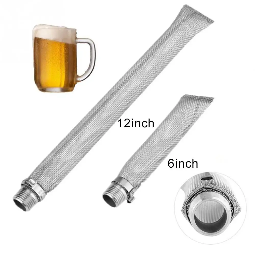 6/12inch Stainless Steel Beer Filter Tube Screen Home Bar Brewing Mesh Strainer