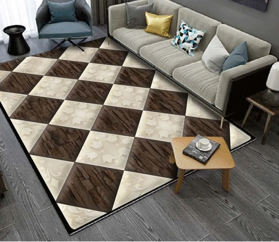 

floor wallpaper 3d for living room European retro rhombic carpet floor