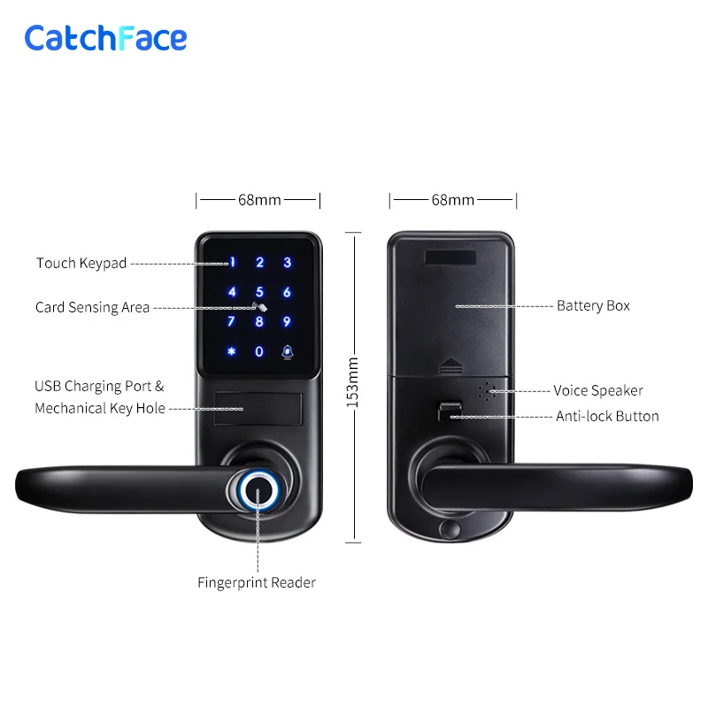 Fingerprint Electronic Door Lock with WiFi TUYA App Digital Safe Keypad Remote Unlock For Home And Hotel Security Smart Lock