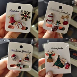 3pcs/set Christmas Gift For Women Men Brooches Enamel Pins Santa Claus Bell Elk Snowflake Xmas Tree Brooch New Year Pin