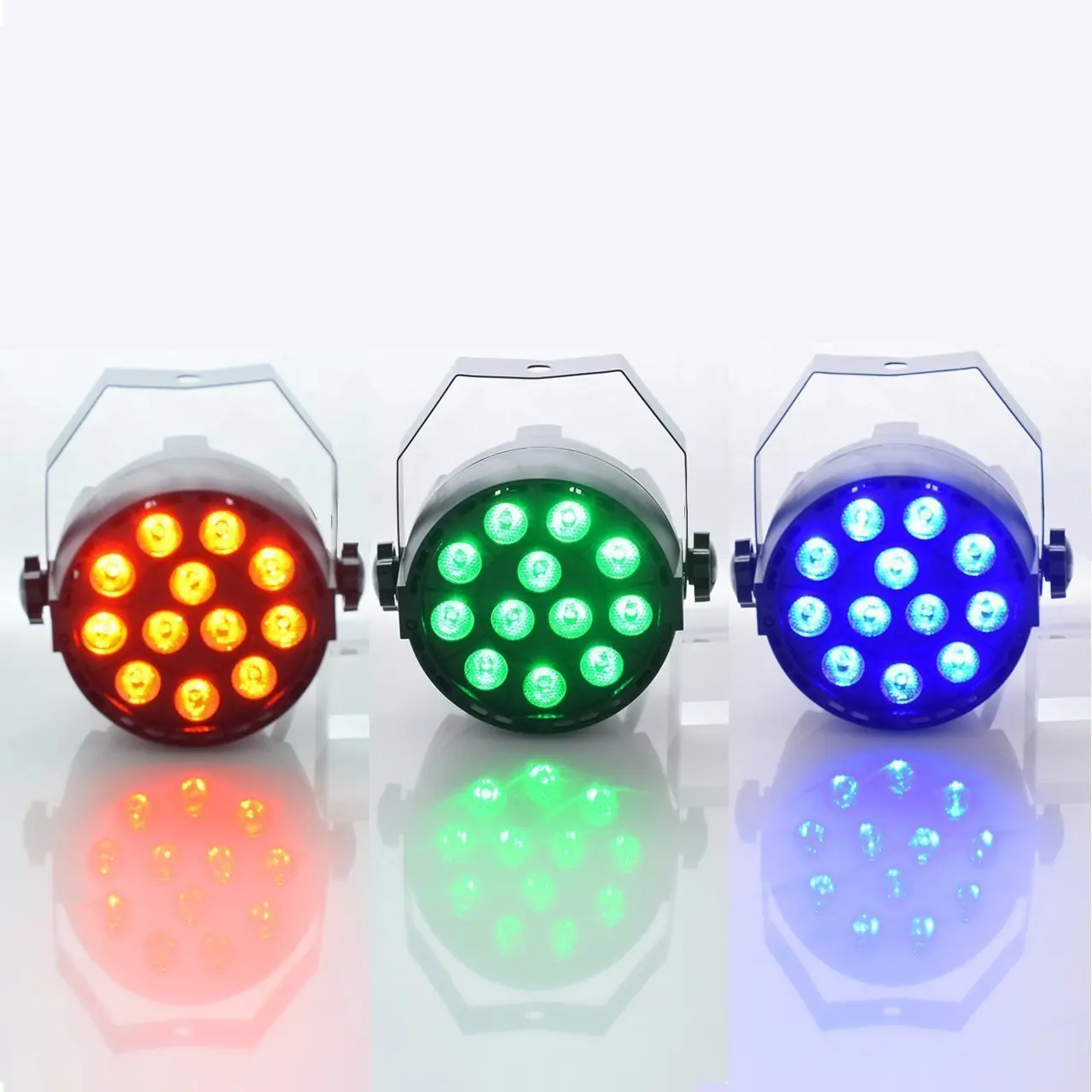 

AC90-240V 12 LED RGB 3IN1 Stage Lights EU/US Plug Party Lights DMX 512 Night Club Party KTV Bar Festival Wedding DJ Spotlights