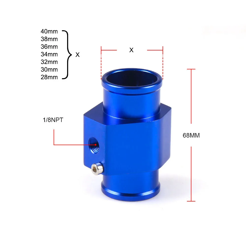 Dynoracing Water Temp Gauge Radiator Temperatuur Water Temp Gezamenlijke Pijp Sensor 40mm 38mm 36mm 34mm 32mm 30mm 28mm Slang Adapter