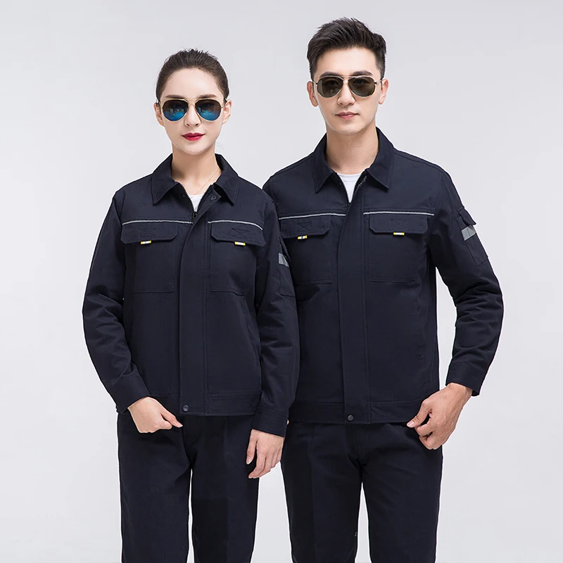 100% Cotton Work Clothing Set Men Auto Repair Suit with lining Factory Jacket+Pants Welder Mechanical Workshop Durable Uniforms