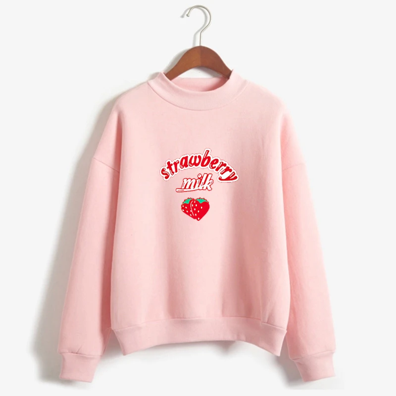 

Harajuku Kawaii Strawberry Hoodie Sweatshirt Women Korean Fashion Kpop Street Style Sweatshirts Schoolgirl Streetwear