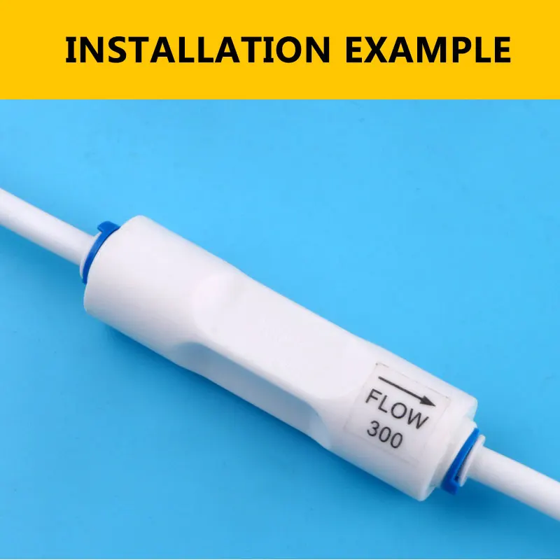 1/4 "Tabung Lurus Melalui Jenis 300CC Limbah Air Pengatur Pembatas Selang Reverse Osmosis Cepat Konektor Pipa Fittiing