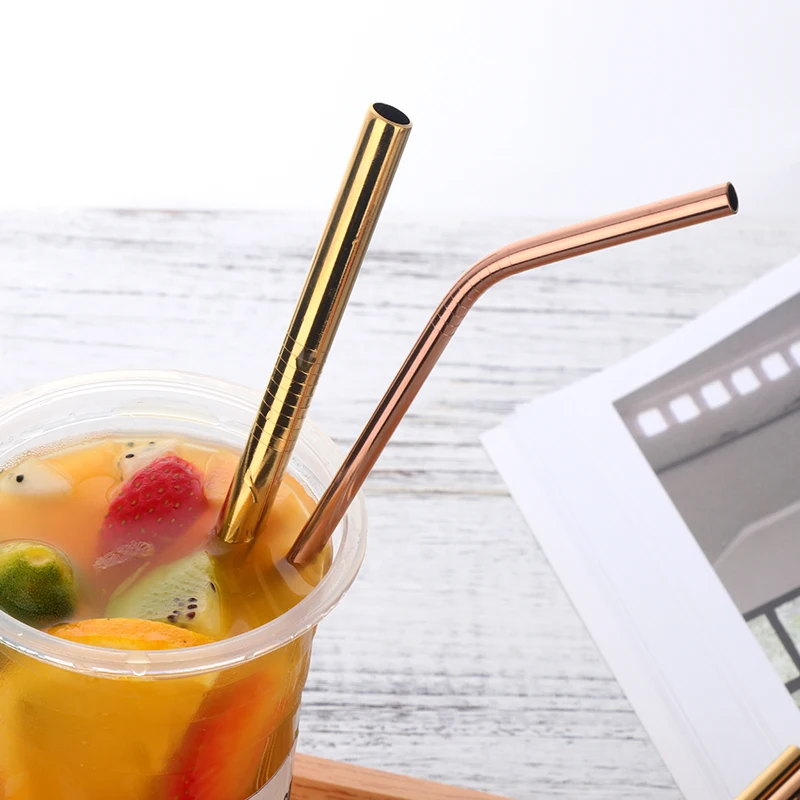 8pcs Metal Extra Long 8mm Wide Straw Stainless Steel Straws Reusable Drinking Straw with Brush For Yeti Tumbler Bar Accessories