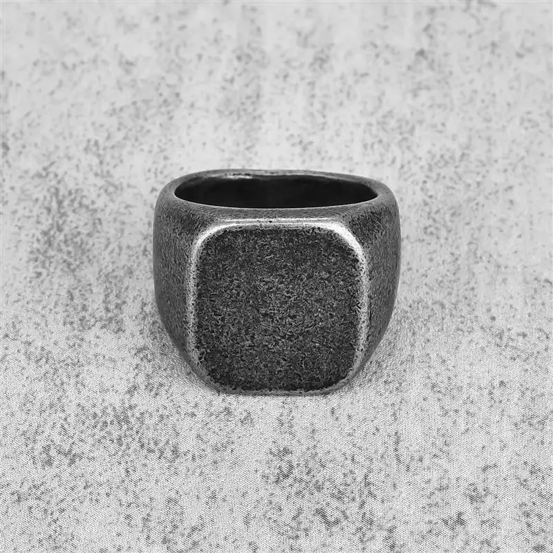 Vintag Steel Ring Square Flat Top 316L Titanium Steel Blank Plain Men Ring Personality Jewelry Smooth Surface for Friend Gift