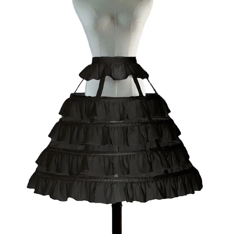 Quatro círculos babados birdcage crinoline lolita chiffon puffy deslizamento vestido 4 aço ajustável oco diário pannier