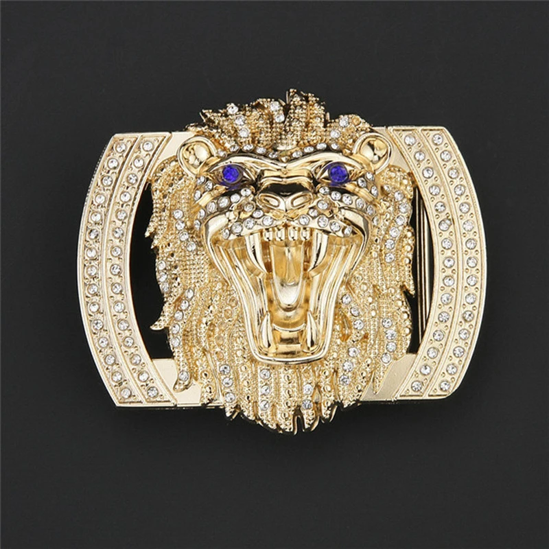 นิ้ว5 3.8ซม.ส่วนกว้างเข็มขัดเข็มขัดเข็มขัดอุปกรณ์เสริม Lion Head Diamond Buckle Hang Buckle-108