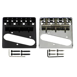 FLEOR Vintage 3-Saddles Guitar Bridge TL Hardtail Fixed Bridge Guitar Parts, Black or Chrome