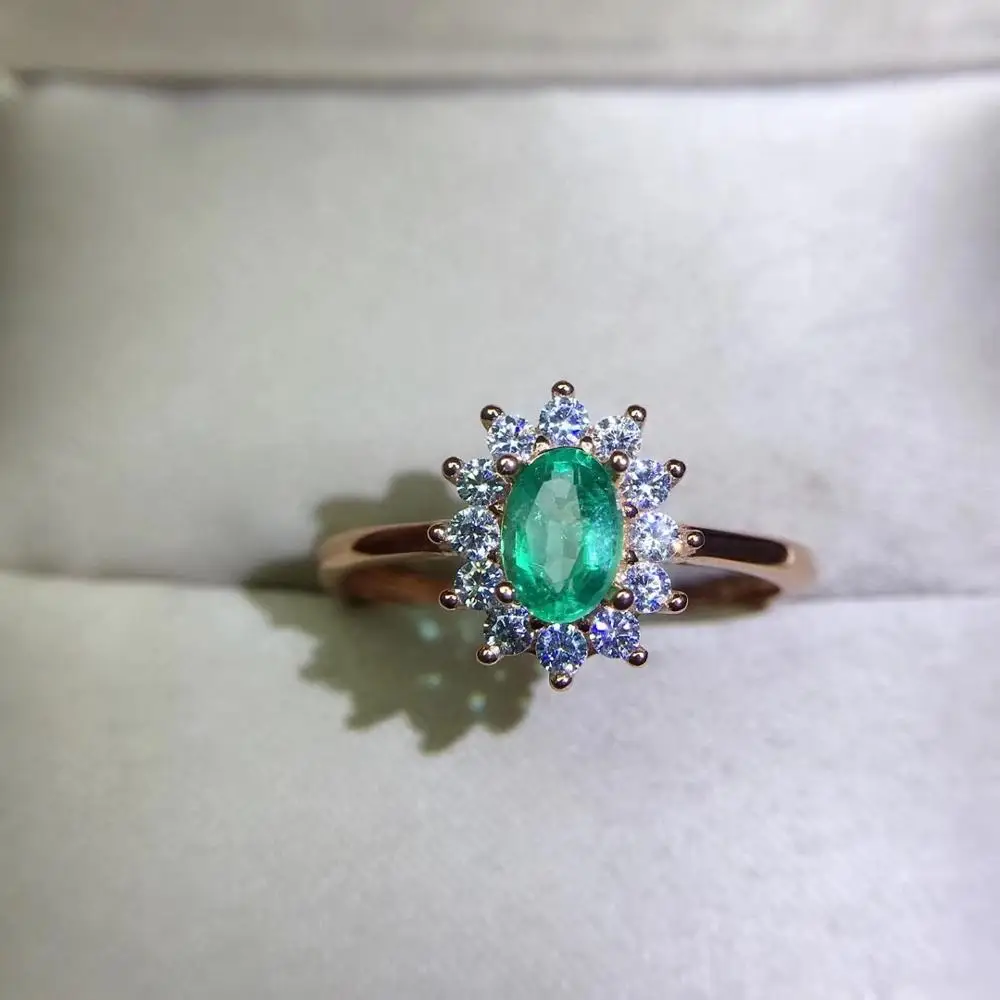 

925 sterling silver with natural emerald ring Precious jewelry Fine jewelry 4*6mm