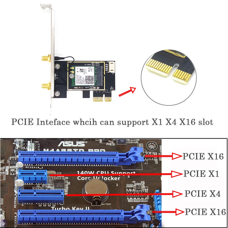 Tri band AX210 AX200 7265AC 7260AC wireless WiFi 6E 802.11AX 5374M desktop PCIE wi-fi network card Bluetooth 5.2 PCI-E