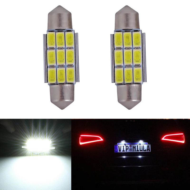 2x White Canbus C5W Festoon Bulb 5630 SMD 9 LED Automobile Interior Light Car lamp Door Dome License Plate Car Styling 36mm