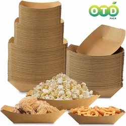 Papel Kraft descartável para alimentos, resistente a graxa, Fast Food, Snack Boat, Feiras de festa, Heavy Duty, marrom, 50pcs por pacote