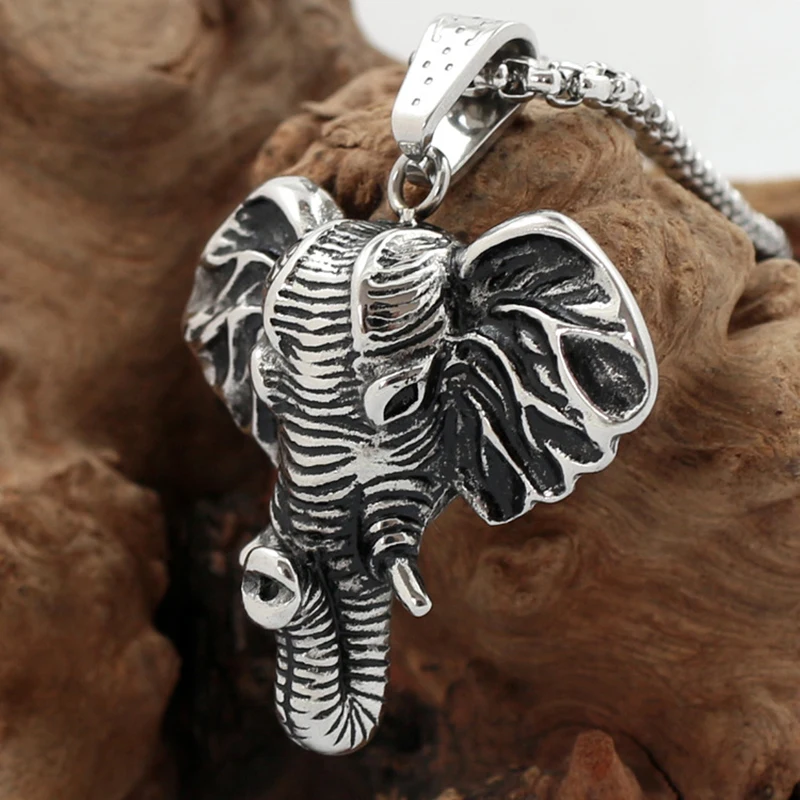 316L stainlesBoutique Pure Hand-made Prosty i modny naszyjnik z zawieszką w kształcie słonia Mężczyźni i kobiety Biżuteria Akcesoria Naszyjnik — zdjęcie 3