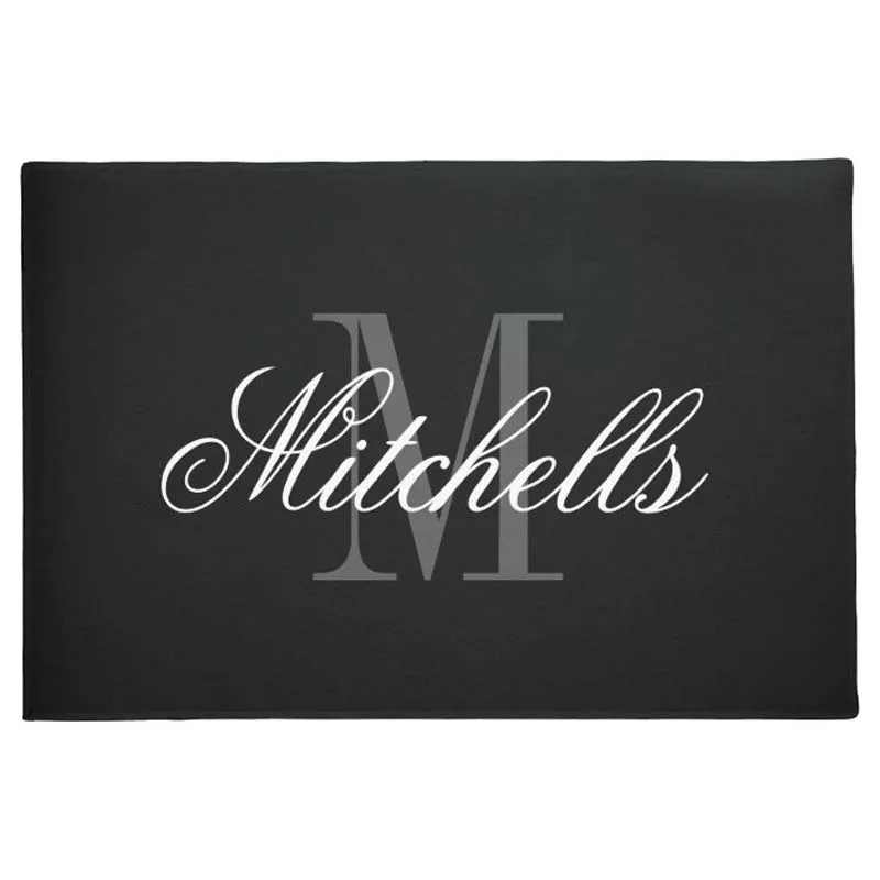 Custom Doormat Monogrammed Pattern Personalized Name and Letter Monogram Non Slip Entrance Indoor Outdoor Welcome Door Mat