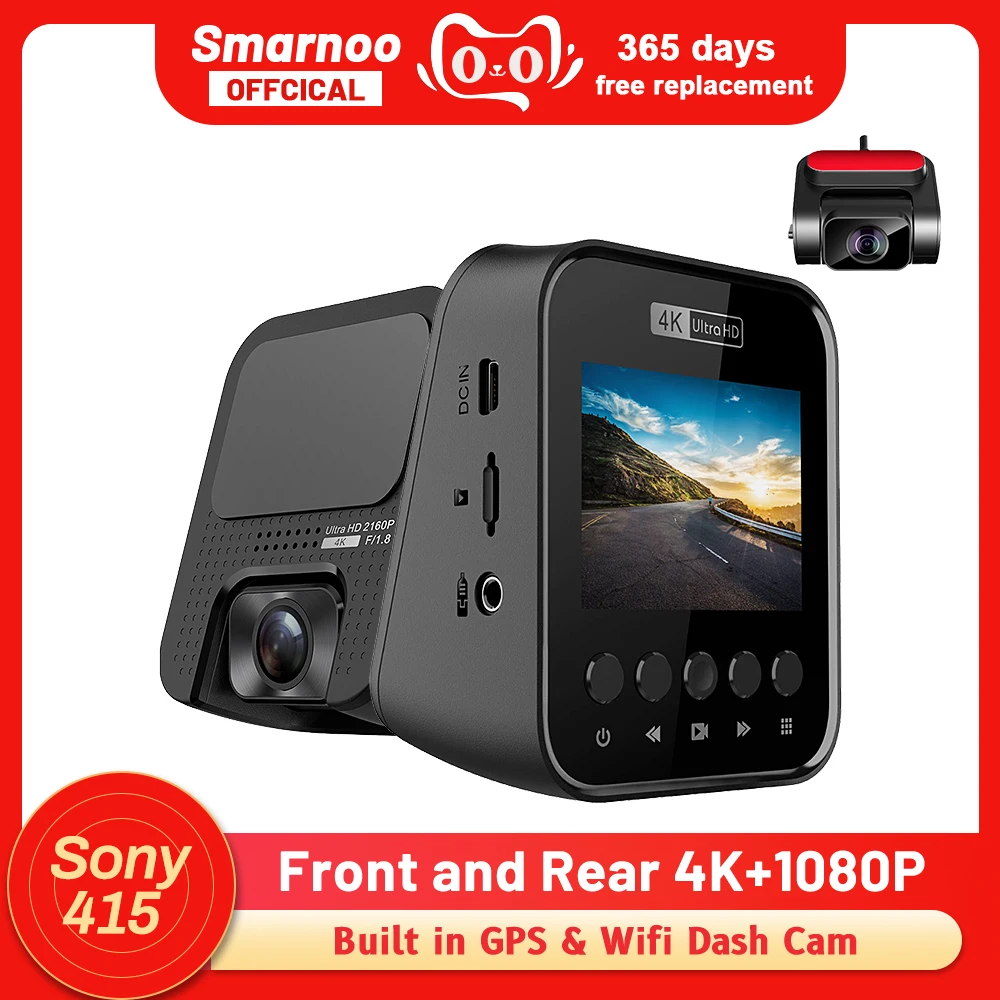 Dash Cam 4K WiFi GPS  Front and Rear View Camera Car DVR  Automatic Recorder 3840*2160P 30FPS Nigth Vision 24H Parking Monitor