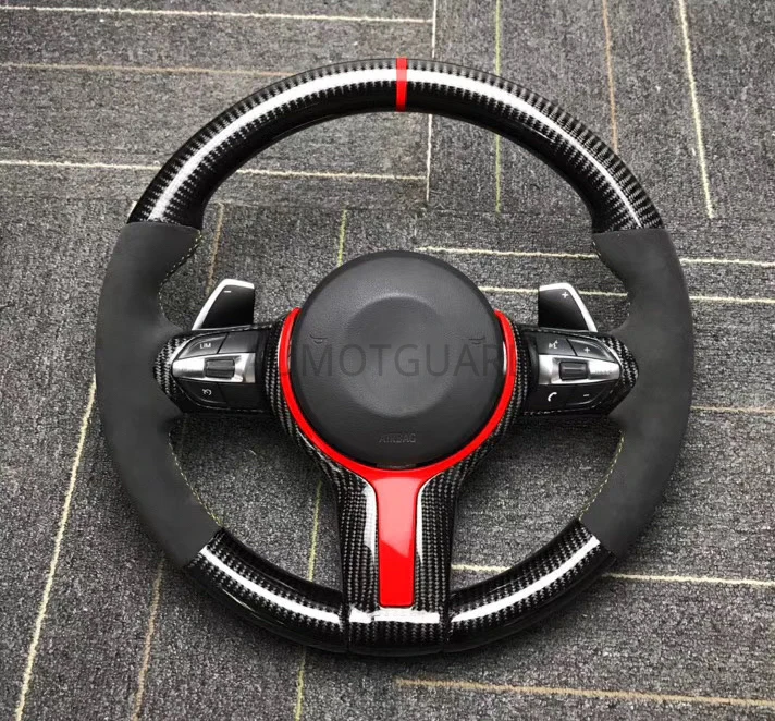 Carbon Fiber Racing Steering Wheel Preforated Leather For BMW F20 F22,F23 & F45 F30 X5 X6 F33,F36 F87 M2,