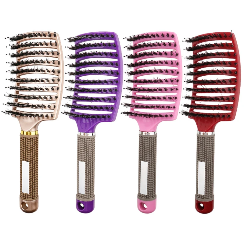 Bristle&Nylon Hair Brush Girls Hair Scalp Massage Comb Women Wet Curly Detangle Hair Brush for Salon Hairdressing Styling Tool