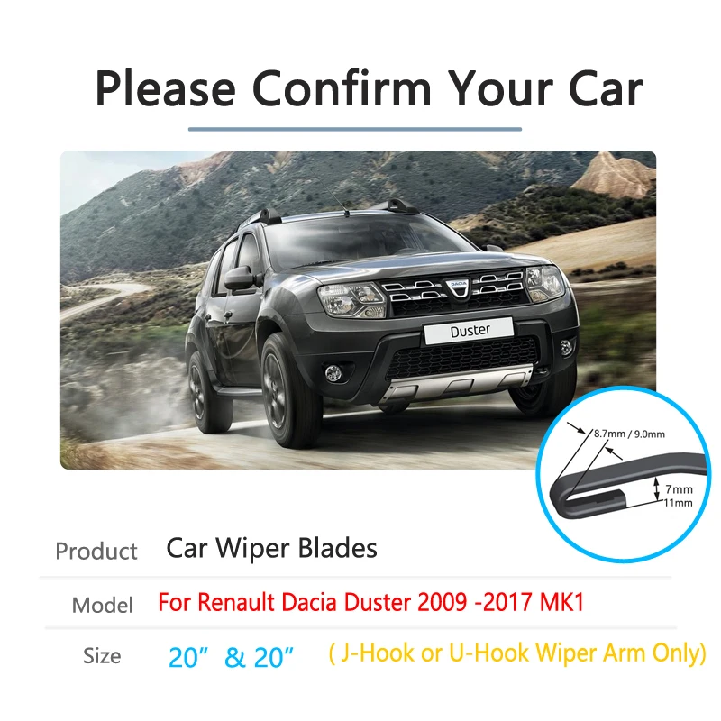 for Dacia Renault Duster MK1 2009~2017 Front Windscreen Wipers Car Wiper Blade Accessories 2010 2011 2012 2013 2014 2015 2016