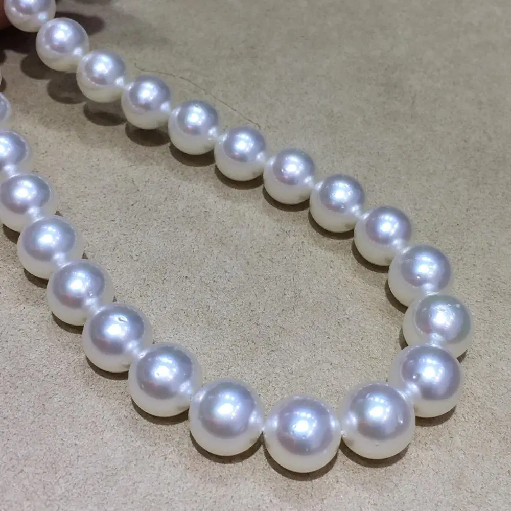 

MADALENA SARARA 10-13mm Pearl Necklace Strand Natural White Pearl Flawless Perfect Round Pearl Necklace 18"