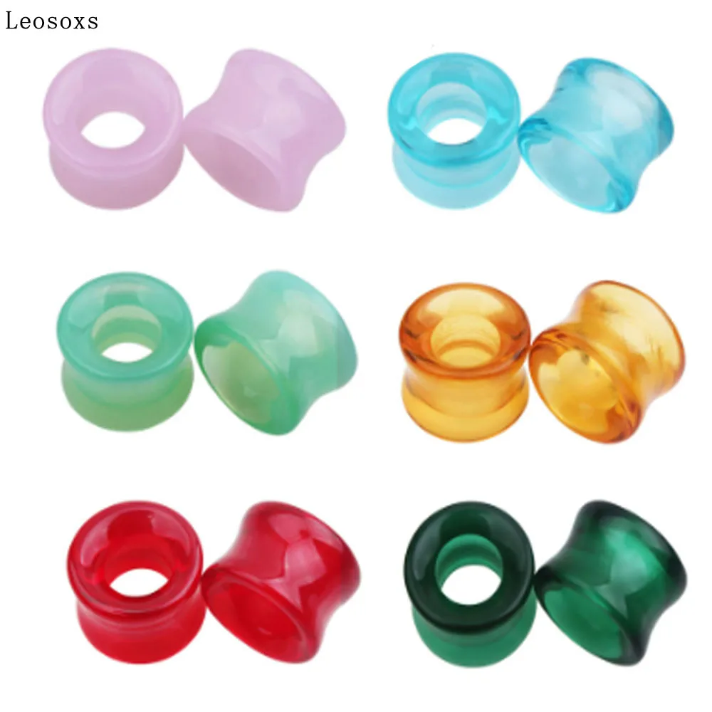 

Leosoxs 2 Pcs 8-16mm Stone Ear Expander Hollow Double Horn Ear Expander Unisex Ear Piercing Plugs and Tunnels