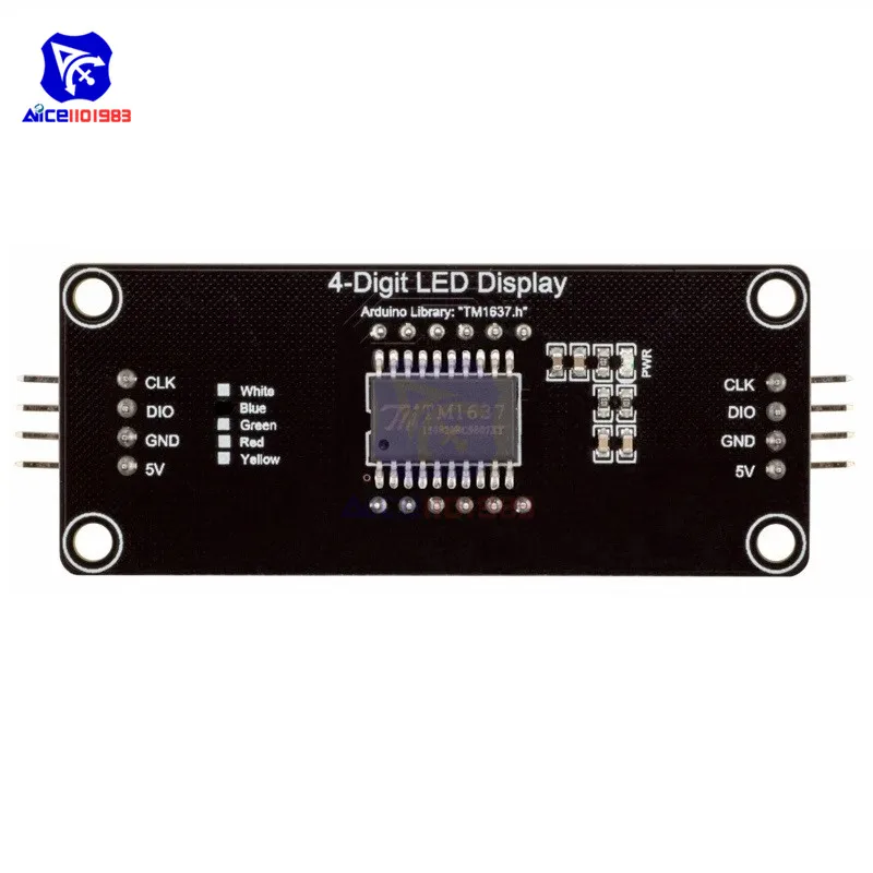 Diymore TM1637 0.56 "4 bits Module d'affichage à Tube LED numérique décimal 7 Segments jaune/blanc/rouge/vert/bleu pour Arduino