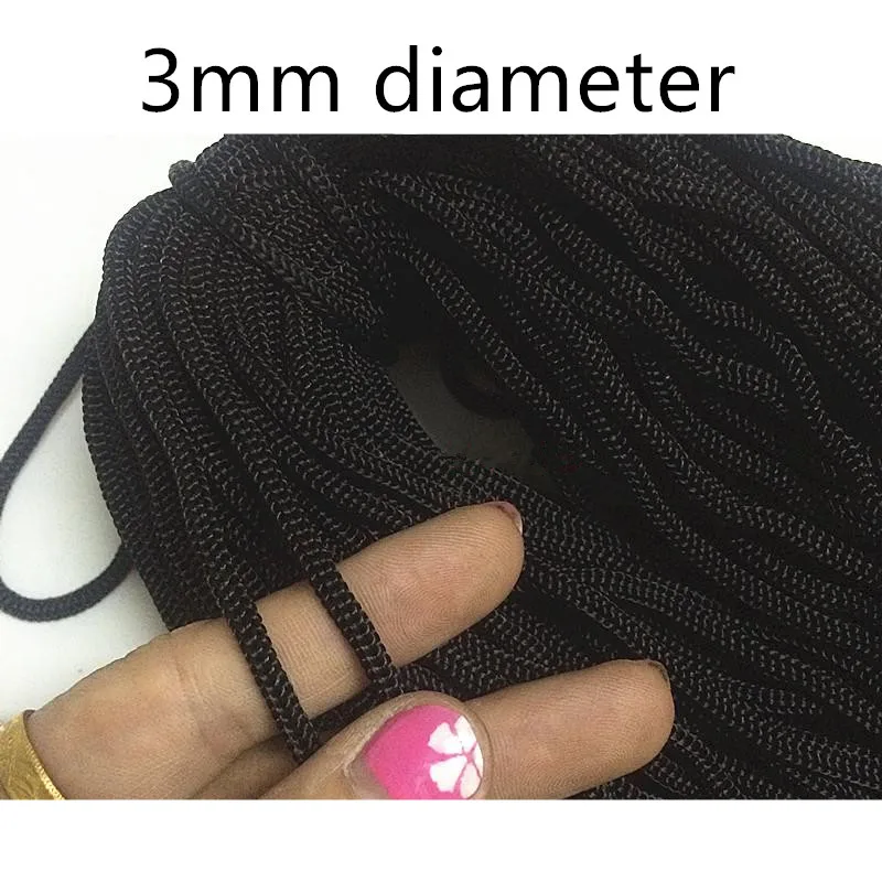 3mm/5mm Black Red Polypropylene PP Crochet Rope, 3mm Diameter, 900D, Handbag Ice Silk, Weaving Pull Cord, 50/100 Meters Yarn