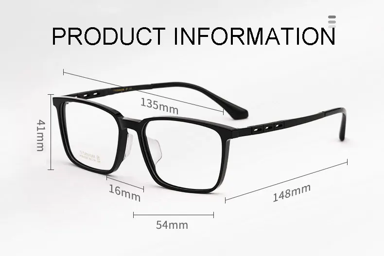 Vollrand Reinem Titan Rahmen Gläser Für Männliche Neue Ankunft Quadratische Form Upsale Business Stil Myopie Eyewears – Detail 6