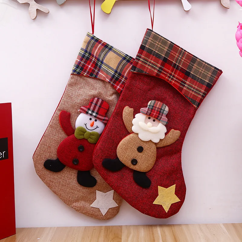 Five-Pointed Star Christmas Stockings, Santa Claus Socks, Gift Bag, Christmas Decoration Supplies, Three-Dimensional