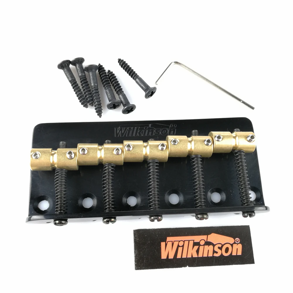 Wilkinson WBBC5 Five 5 Strings Electric Bass Bridge With Brass Saddles For Precision Jazz Bass Chrome Silver Black