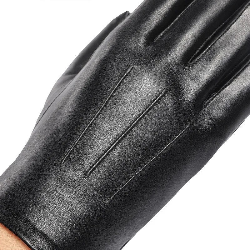 2023 New Sheepskin Gloves for Men Genuine Leather Touch Screen Male's Mittens Winter Warm Full Finger Handschuhe Driving Riding