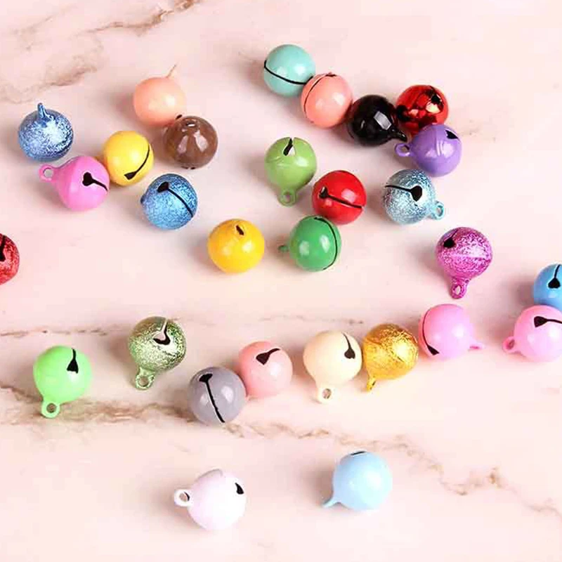 20pcs 14mm Metal Jingle Bells Painted Color for DIY Keychain Pet Dog Christmas Tree Decor Crafts Accessories Beads Pendants