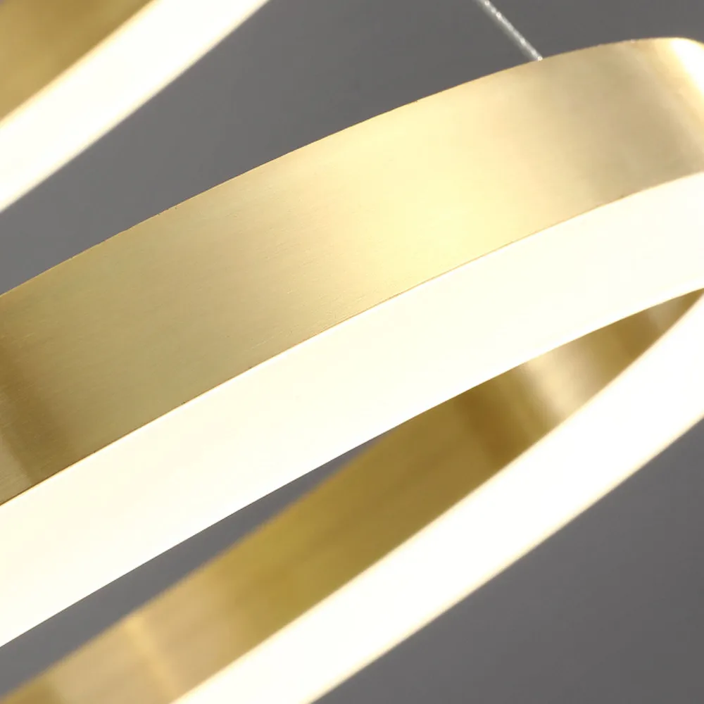 RC يعتم الحديثة Led الفاخرة ثريا نحاسية حلقات الإضاءة المنزلية السقف شنت أضواء الثريا تركيبات إضاءة داخلية