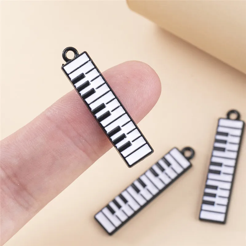 10pcs/lot Piano Enamel Music Charms Pendant For Jewelry Making DIY Keychain Accessories