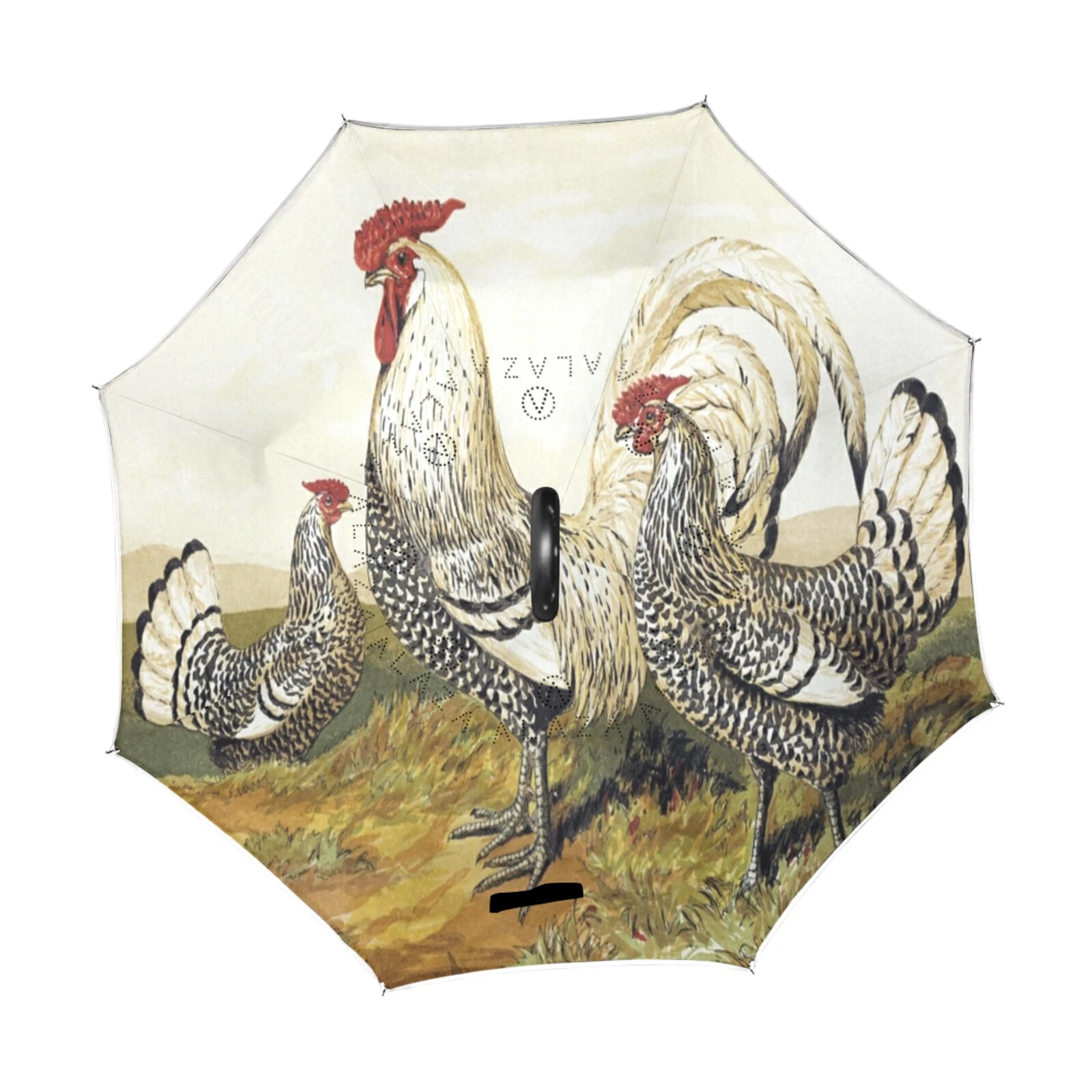 Rooster Chicken Windproof Reverse Umbrella Rain Women Double Layer Inverted Umbrella Self Stand Car Reflective Umbrella Parasol