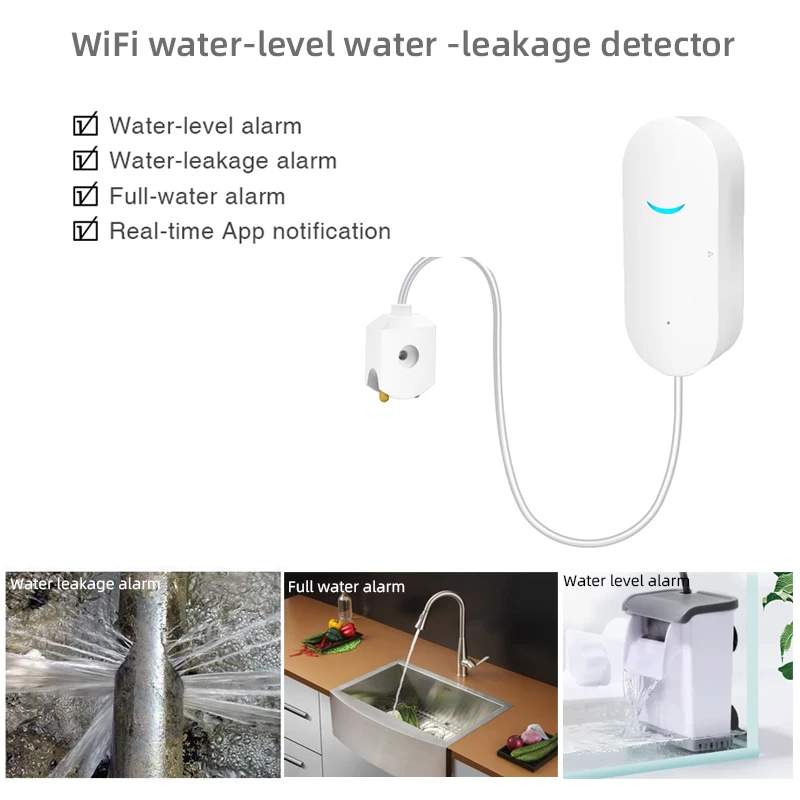 Tuya Smart Life WiFi Water Leakage Detector,Water Sensor with App Alert Notification,Continuous Leak Monitor for Smart Home