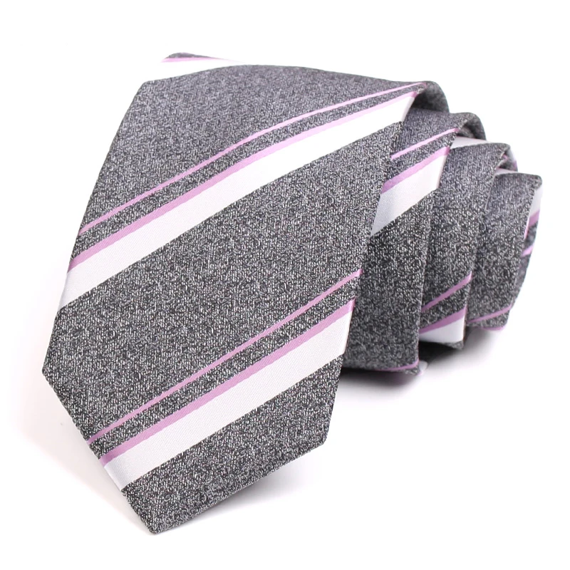 

New Arrivals Men's Tie Classic Grey Stripe 7cm Ties For Men High Quality Business Suit Work Necktie Cravat Wedding Party Gift