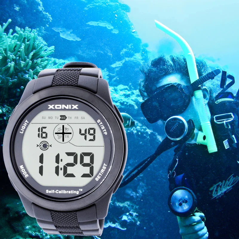 Professional Diving Watch 10BAR Waterproof Men\'s Digital Sport Wristwatch Stopwatch Fishing Equipment relogio masculino Watches